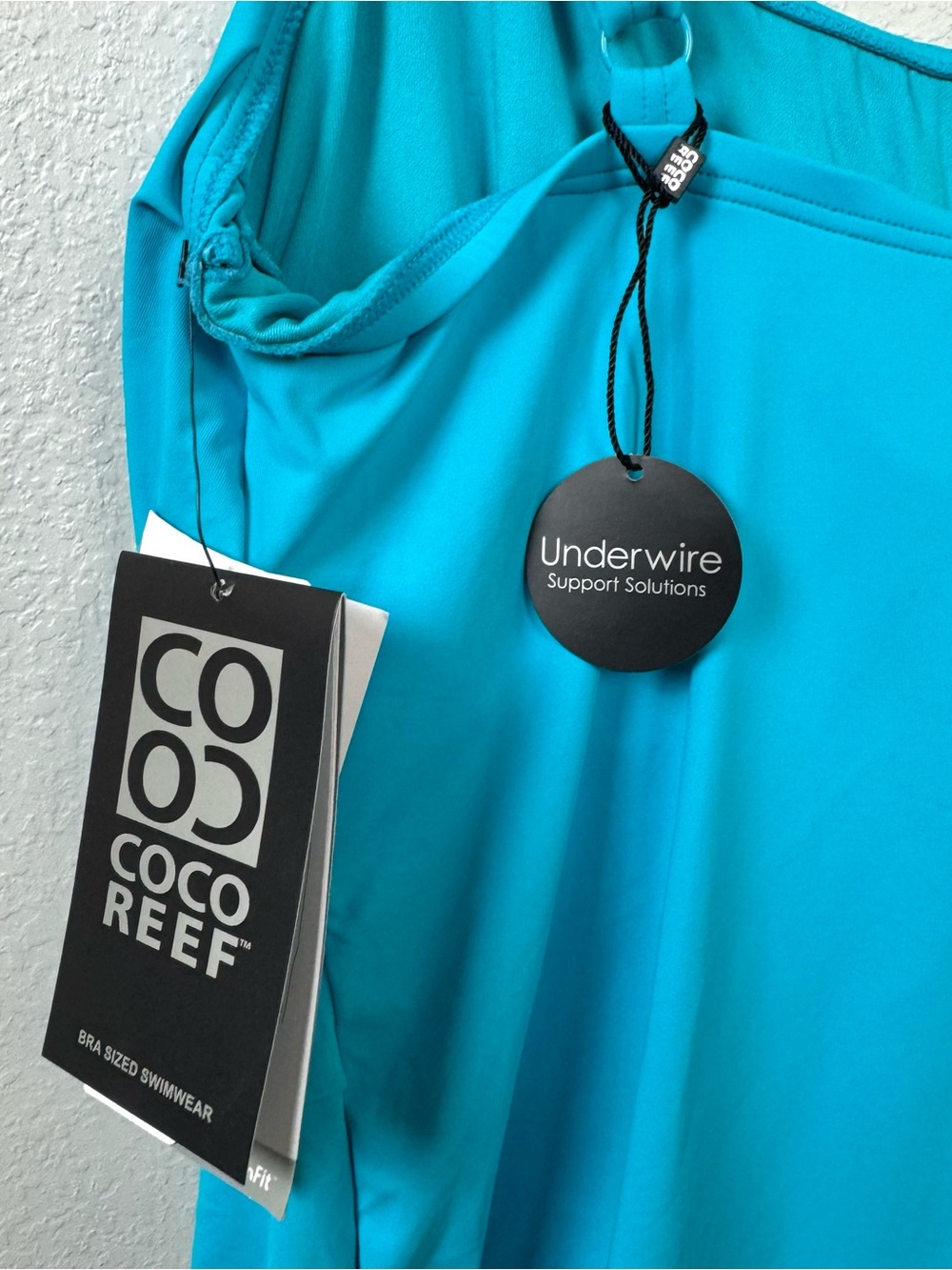Coco Reef Sz 38DD tiered tankini top Swimsuit Blue floral embroidery - *DEFECT* - Picture 5 of 10